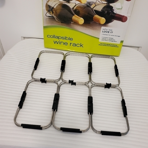 NIB Food Network Collapsible Wine Storage Rack Silvertone Retail $25 - Picture 2 of 7